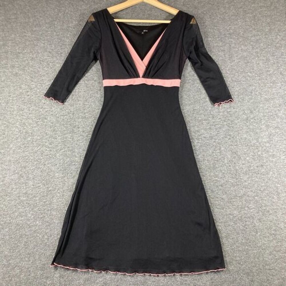 Vintage Y2K‎ Zinc Babydoll Dress Womens Small S black Mesh Lettuce Hem